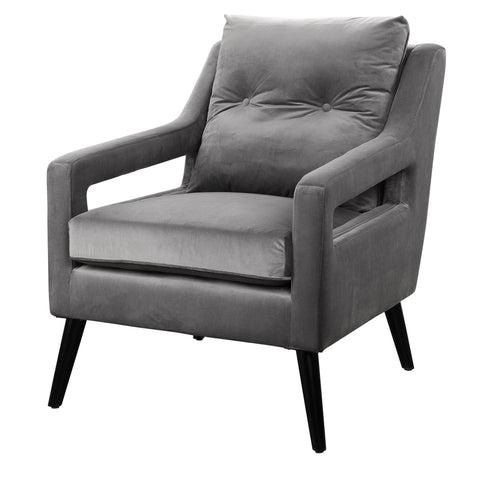Soft Scandinavian Tufted Velvet Armchair with Fixed Slope Arms