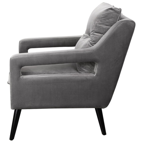 Soft Scandinavian Tufted Velvet Armchair with Fixed Slope Arms