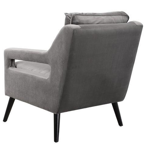Soft Scandinavian Tufted Velvet Armchair with Fixed Slope Arms