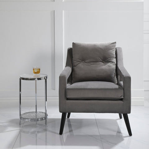 Soft Scandinavian Tufted Velvet Armchair with Fixed Slope Arms