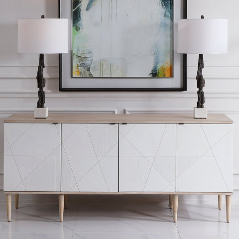 Tightrope Mid Century Matte White Sideboard Cabinet
