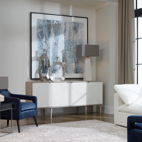 Tightrope Mid Century Matte White Sideboard Cabinet