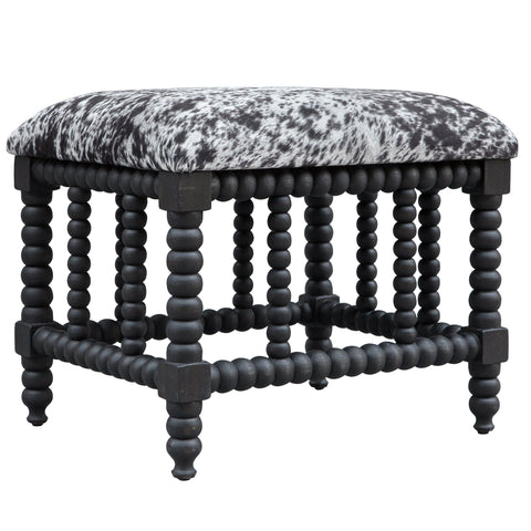 Artful Traditionalist Rustic Mahogany Upholstered Accent Bench
