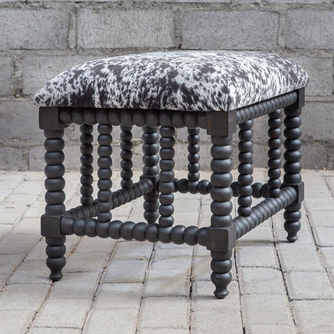 Artful Traditionalist Rustic Mahogany Upholstered Accent Bench