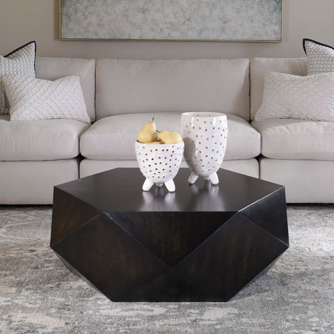 Uttermost Volker Modern Hexagonal Drum Coffee Table