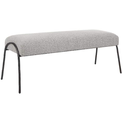 Soft Scandinavian Upholstered Lounge Bench with Splayed Legs