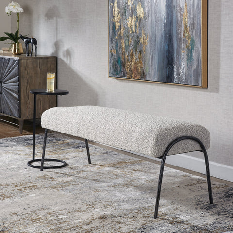 Soft Scandinavian Upholstered Lounge Bench with Splayed Legs