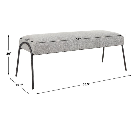 Soft Scandinavian Upholstered Lounge Bench with Splayed Legs
