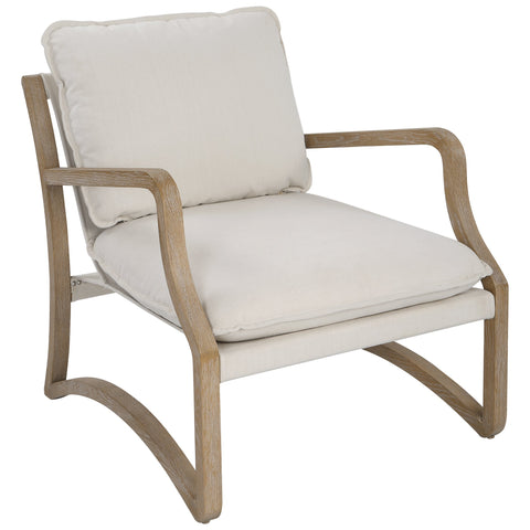 Timeless Minimalist Modern Oak Upholstered Accent Chair