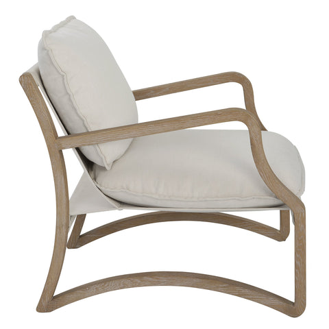 Timeless Minimalist Modern Oak Upholstered Accent Chair