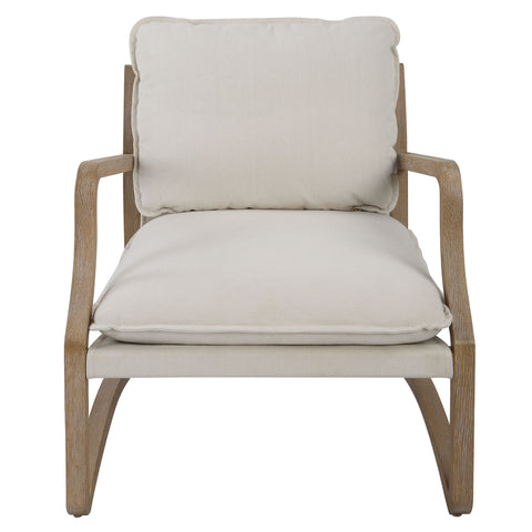 Timeless Minimalist Modern Oak Upholstered Accent Chair