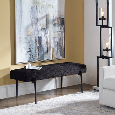 Timeless Minimalist Upholstered Accent Bench with Tapered Legs