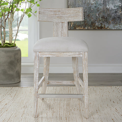 Timeless Minimalist Modern Upholstered Pine Counter Stool