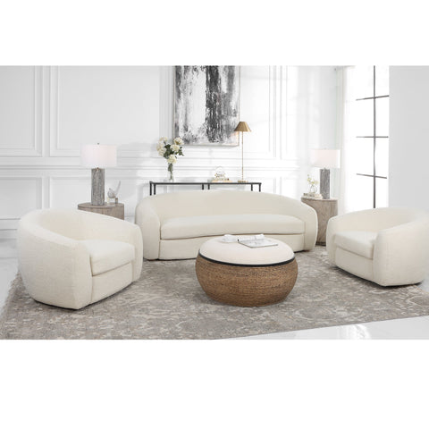 Capra Deco Art Deco Curved Faux Shearling Standard Sofa