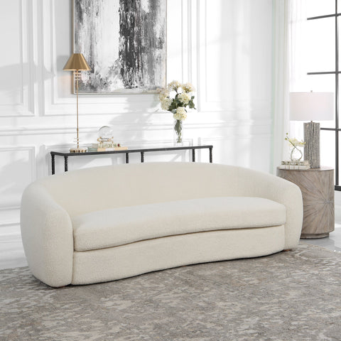 Capra Deco Art Deco Curved Faux Shearling Standard Sofa
