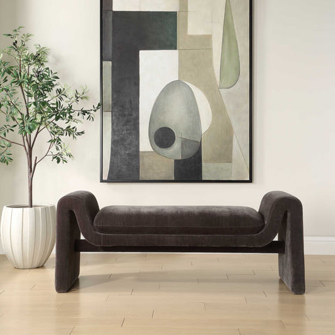 Timeless Minimalist Modern Upholstered Velvet Lounge Bench