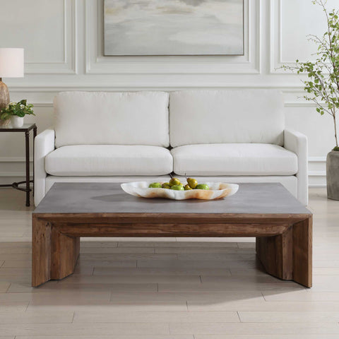 Vail Rustic Rectangle Coffee Table with Block Frame