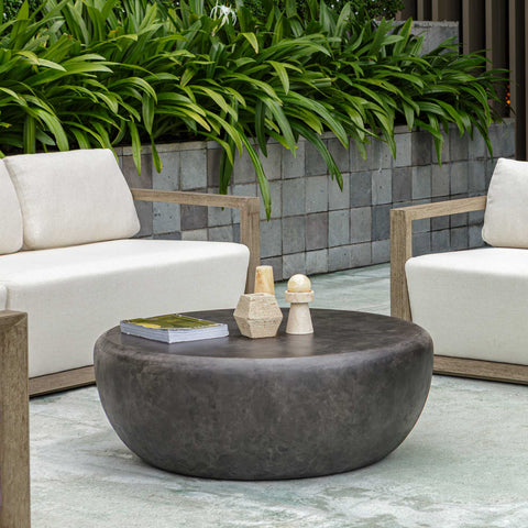 Outdoor Living and Garden Modern Curved Drum Coffee Table