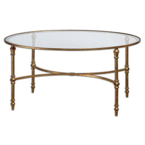 Vitya Oval Glass Coffee Table with Frame for Contemporary Spaces