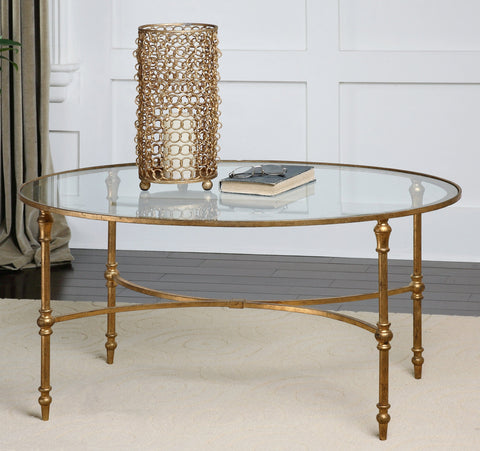 Vitya Oval Glass Coffee Table with Frame for Contemporary Spaces