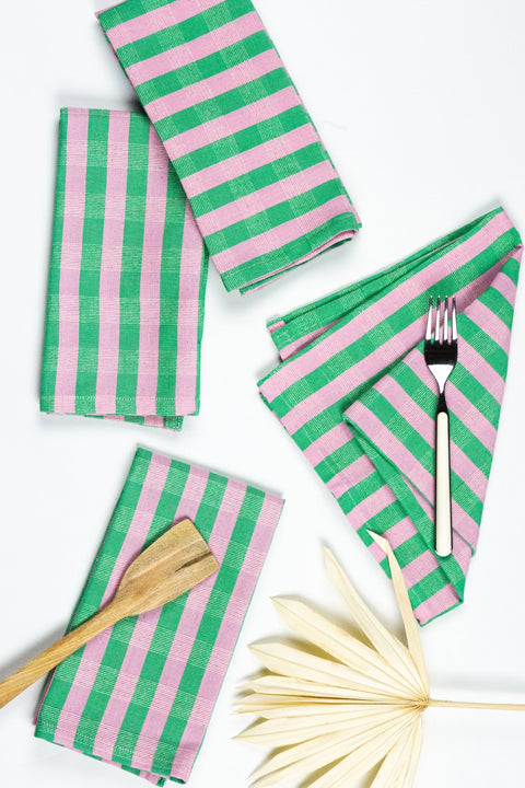 Powered by People Archive NY Flora Bohemian Stripe Dinner Napkin Sets - Set of 4