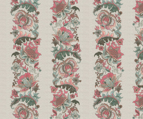 Artisan-Crafted Floral Linen Fabric - 147cm