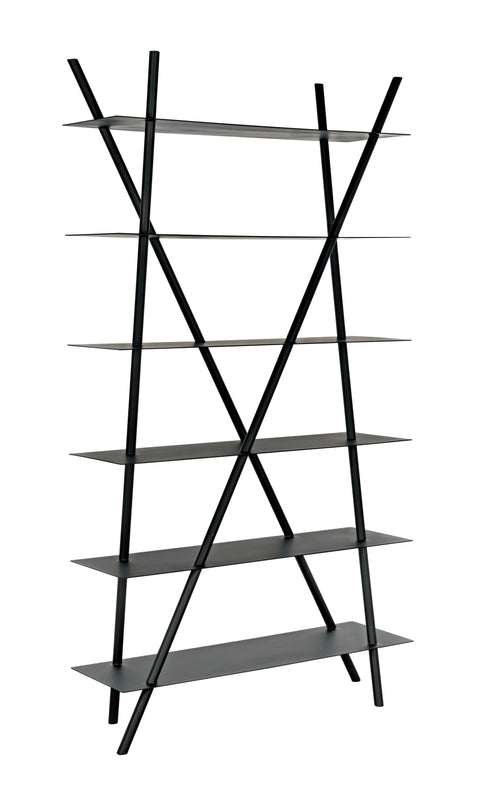 Siddhartha Etagere Bookshelf in Matte Black Industrial Style