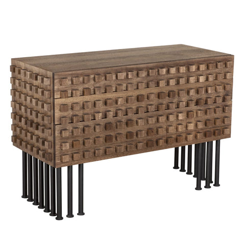 Industrial Geometric Veneer Sideboard Cabinet