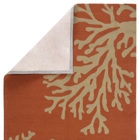 Coastal Graphic Floral Area Rug in Textured Orange - Rectangle