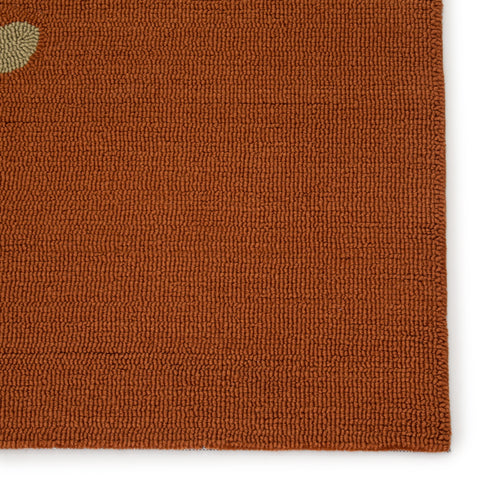 Coastal Graphic Floral Area Rug in Textured Orange - Rectangle