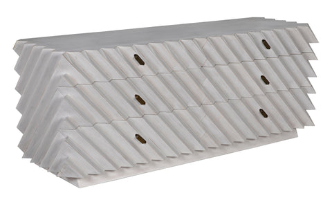 Geometric Whitewash Veneer Wide Dresser Drawer Chest