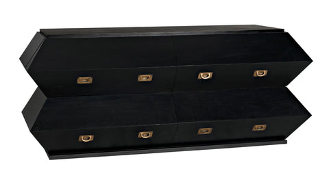 Modern Double Dresser with Inset Handles Drawer Chest