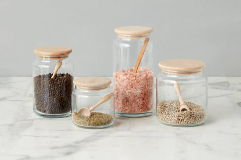 Minimalist Scandinavian Glass Food Storage Jar for Kitchen