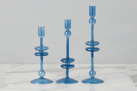 etúHOME Mix & Match Cylindrical Glass Candlestick Set for Tapers - Set of 2