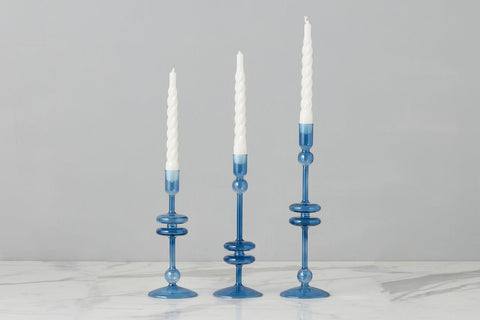 etúHOME Mix & Match Cylindrical Glass Candlestick Set for Tapers - Set of 2