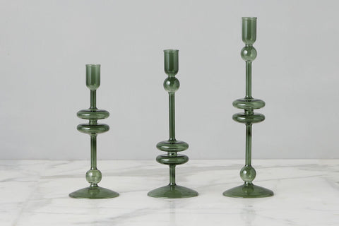 etúHOME Mix & Match Contemporary Cylindrical Glass Candlestick Set - Set of 2