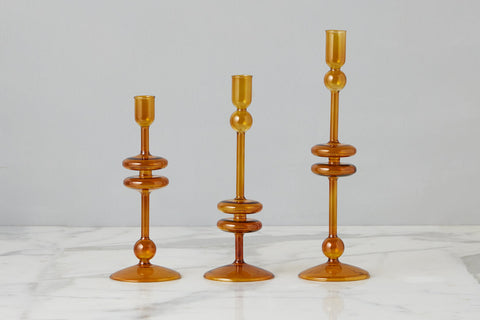 etúHOME Mix & Match Cylindrical Glass Candlestick Set for Tapers - Set of 2