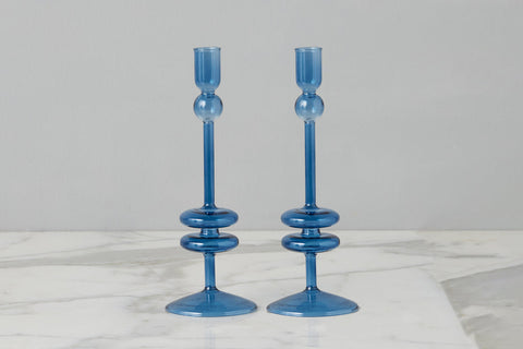 etúHOME Mix & Match Cylindrical Glass Candlestick Set for Tapers - Set of 2