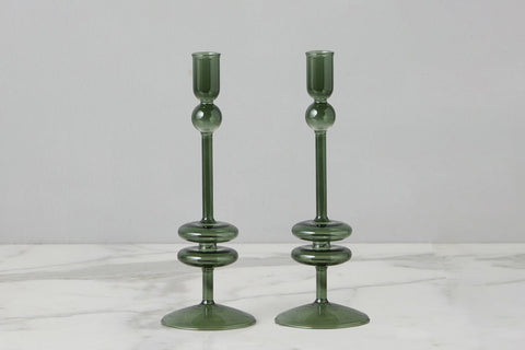 etúHOME Mix & Match Contemporary Cylindrical Glass Candlestick Set - Set of 2