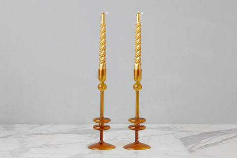 etúHOME Mix & Match Cylindrical Glass Candlestick Set for Tapers - Set of 2