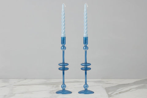 etúHOME Mix & Match Cylindrical Glass Candlestick Set for Tapers - Set of 2