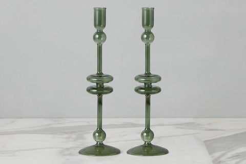 etúHOME Mix & Match Contemporary Cylindrical Glass Candlestick Set - Set of 2