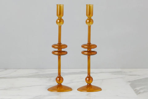 etúHOME Mix & Match Cylindrical Glass Candlestick Set for Tapers - Set of 2