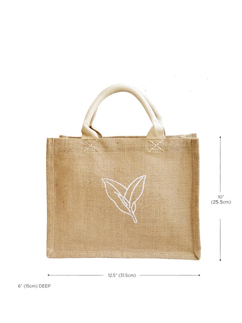Leaf Print Embroidered Handmade Open Top Gift Bag