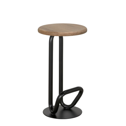Hook Industrial Creative Oak Counter Stool with Cylinder Leg