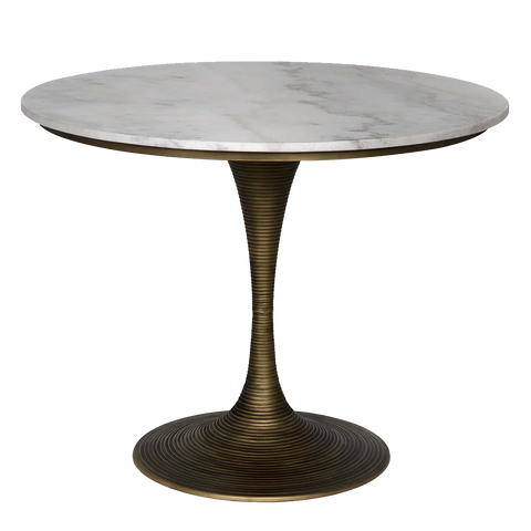 Noir Tulip Drum Accent Table with Ribbed Base Modern Dining Table - 36 W