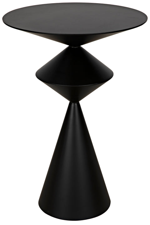 Noir Zasa Industrial Drum Round Accent Table