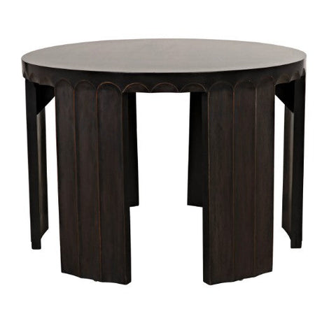 Noir Artful Traditionalist Fluted Round Center Table