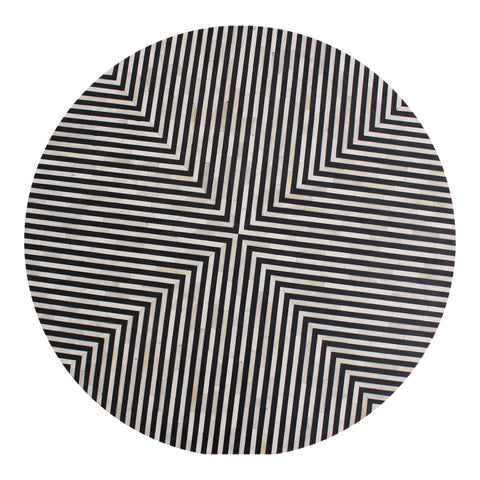 Chameau Art Deco Drum Center Table with Geometric Pattern