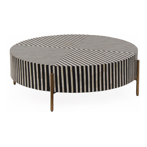 Chameau Art Deco Geometric Round Drum Coffee Table